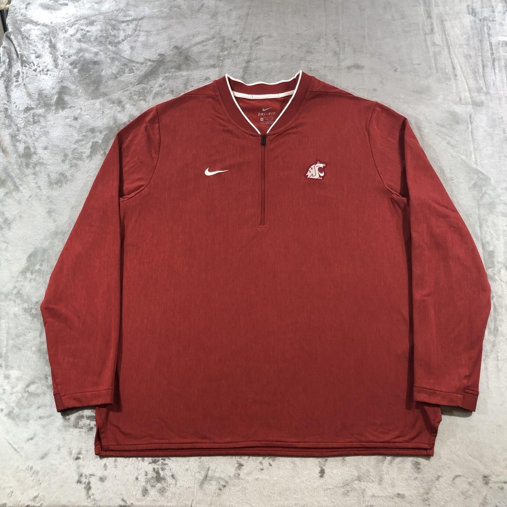 Washington State Cougars Pullover Mens XXL Red NCAA Football Nike DriFit 1/4 Zip
